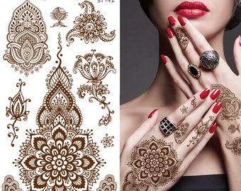 Supperb Temporary Tattoos - Inspired Henna Mehndi Design II, Henna Style Tattoos