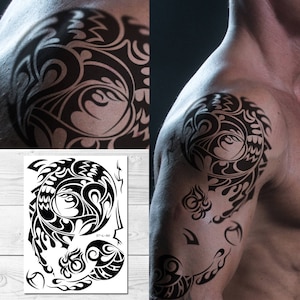 Supperb Large Shoulder Temporary Tattoos - Bold Totem Tribal tattoos