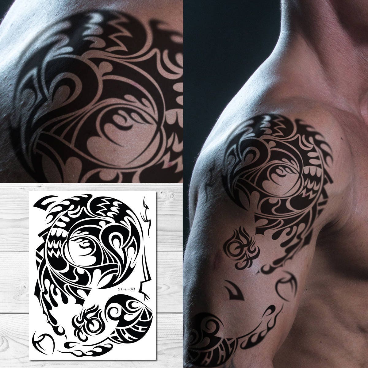 Supperb Large Shoulder Temporary Tattoos Bold Totem Tribal - Etsy Ireland Supperb Large Shoulder Temporary Tattoos Bold Totem Tribal - Etsy Ireland
