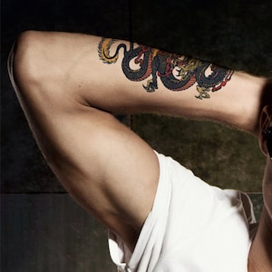 Supperb® Temporary Tattoos - Blue Dragon on Fire