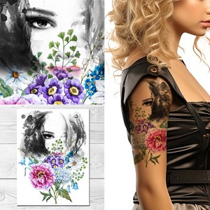 Supperb Large Temporary Tattoos - Summer Flower Girl