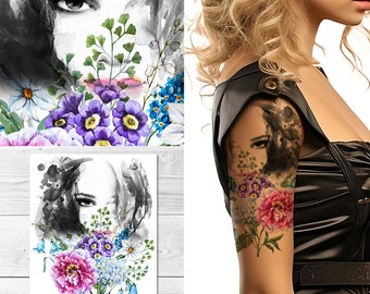 Supperb Large Temporary Tattoos - Summer Flower Girl
