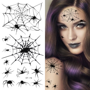 Supperb Temporary Tattoos - Spider Webs Halloween Face Tattoos