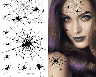 Supperb Temporary Tattoos - Spider Webs Halloween Face Tattoos