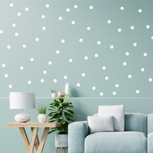 100 White polka dot decals, vinyl decals, Circle Vinyl Decals for Living Room Baby Nursery Wall Decals, one inch two inches White dots vinyl