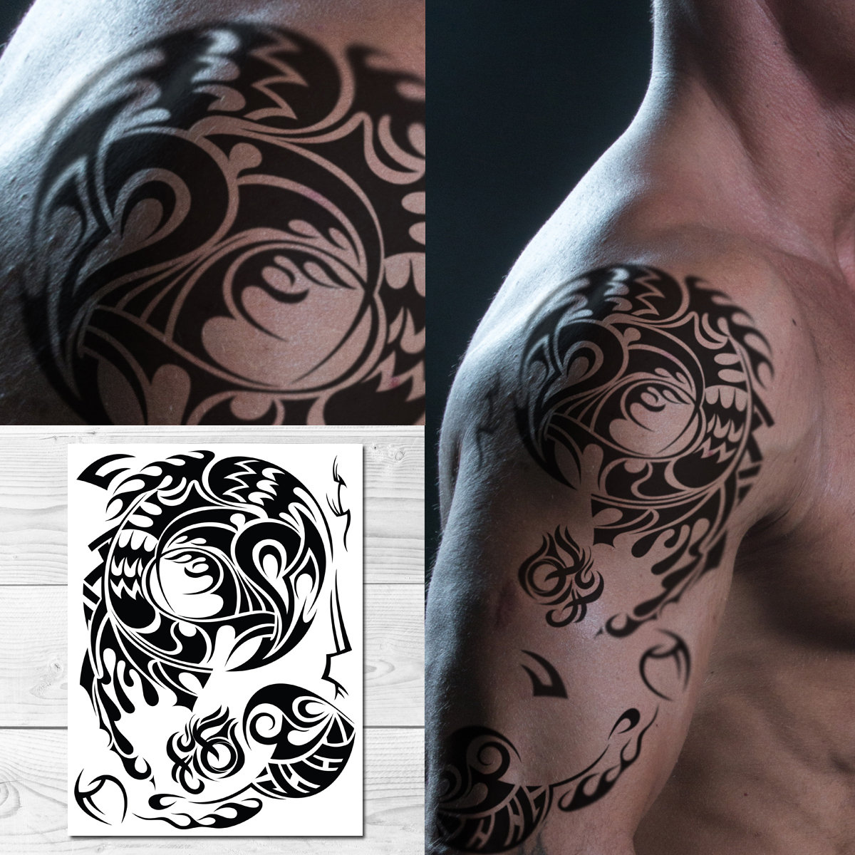 Supperb Large Shoulder Temporary Tattoos Bold Totem Tribal - Etsy Denmark Supperb Large Shoulder Temporary Tattoos Bold Totem Tribal - Etsy Denmark