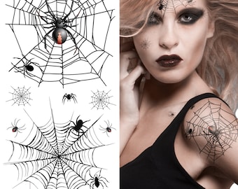 Supperb® Temporary Tattoos - Horror Cobweb Spider Web II Halloween Tattoos