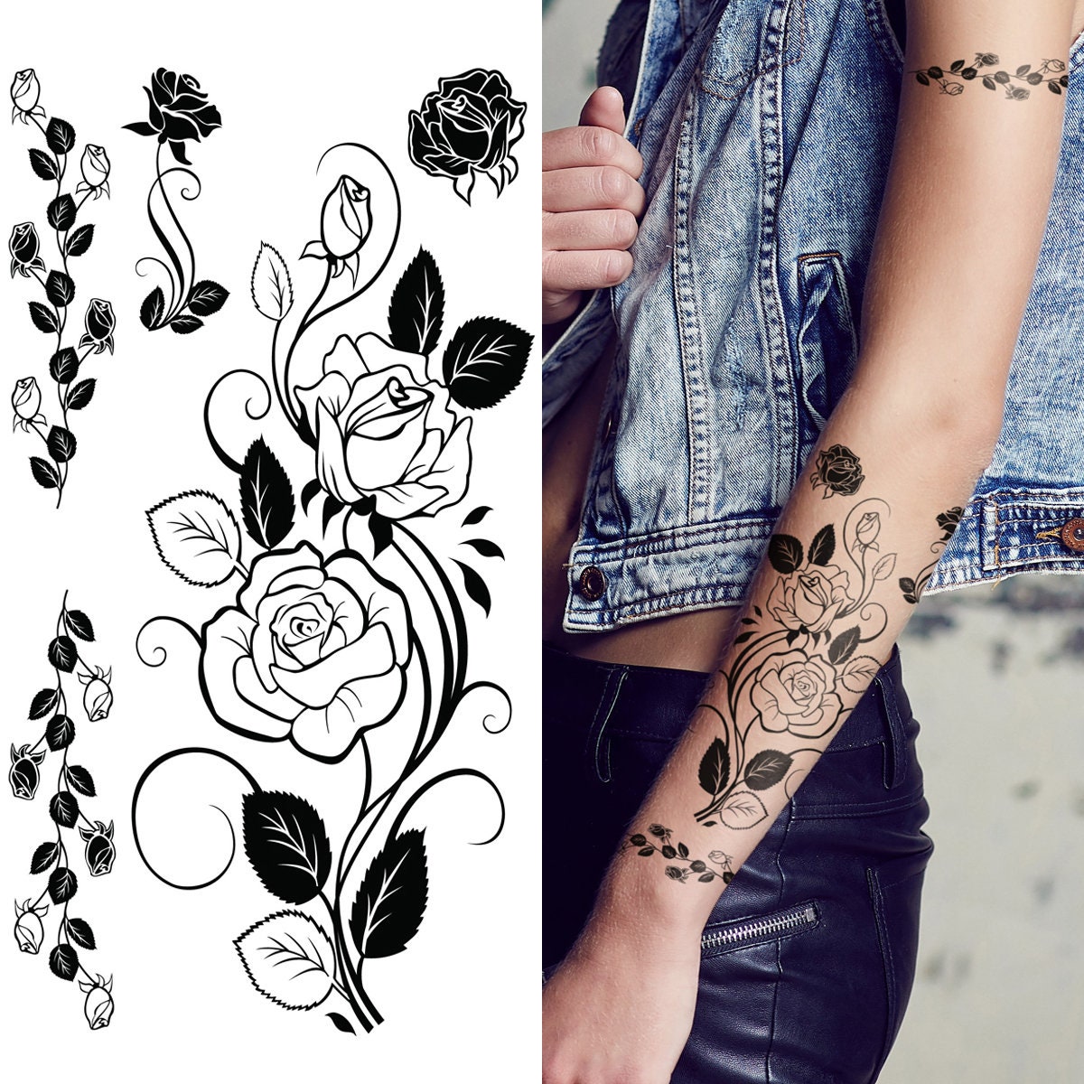 Rose tattoo lady - Etsy México, image size:1200x1200