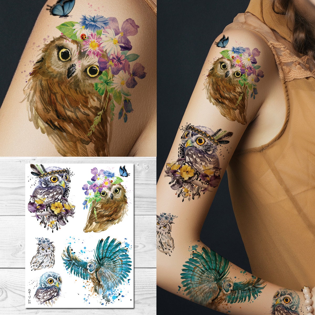 Flying owl tattoo stock vector Illustration of animal  83796082