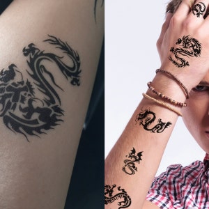 Supperb® Temporary Tattoos - 10 small  Black small Dragons