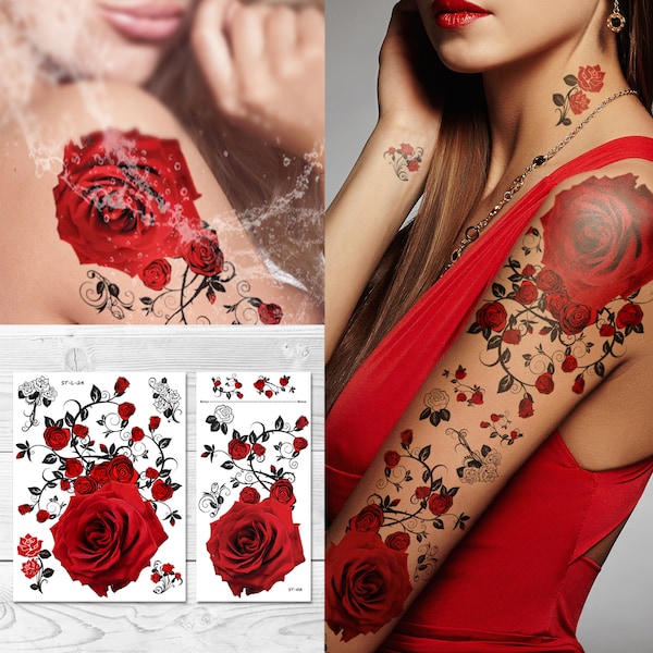 Red Rose Tattoo Etsy