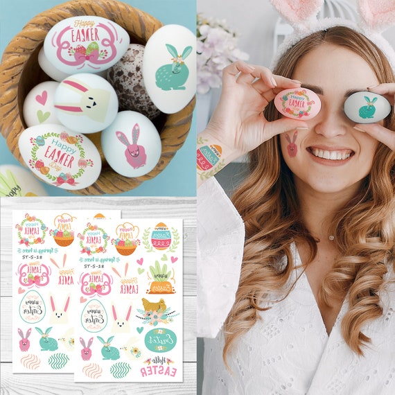 Supperb® Tatuaggi temporanei bianchi - Coniglietti di buona Pasqua Forniture per feste per bambini Decorazioni per uova di Pasqua Tatuaggi temporanei primaverili per bambini - Italia