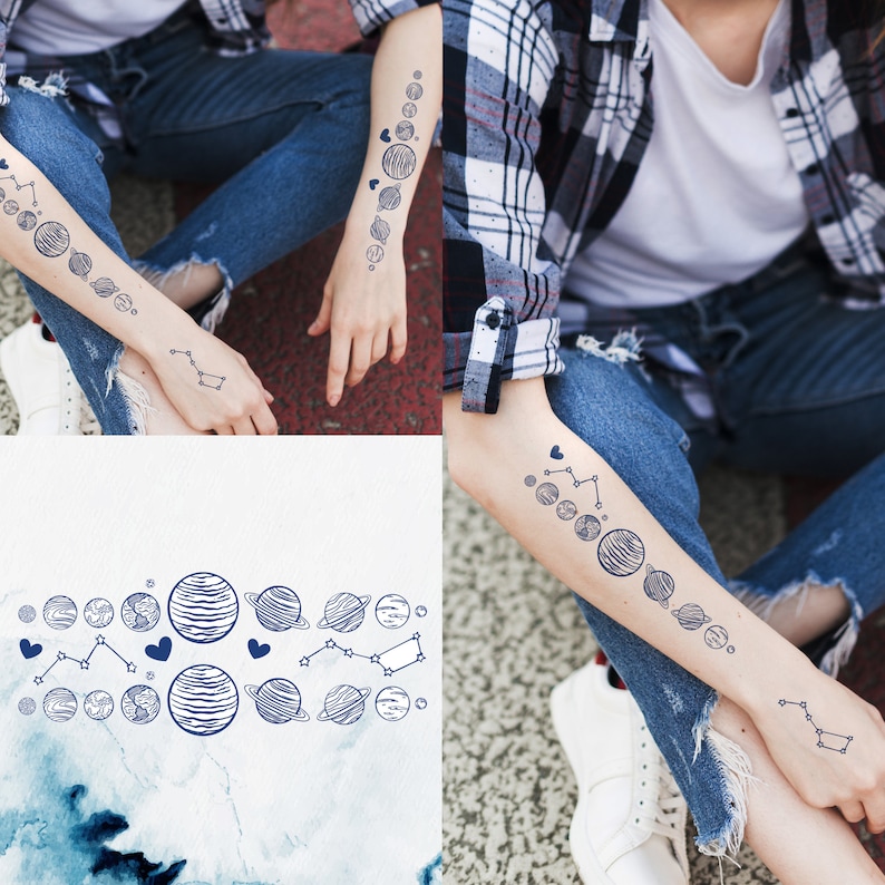 Supperb Semi-permanent Tattoo - Planets, Solar System Temporary Tattoos ...