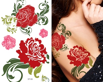 Supperb® Temporary Tattoos - Red Flowers