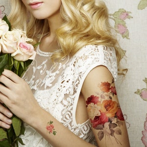 Supperb Large Temporary Tattoos - Watercolor Roses Bouquet