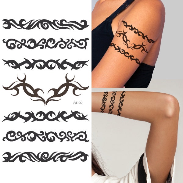 Supperb® Temporary Tattoos Art Sticker - Tribal Swirls Temporary Tattoo St-29