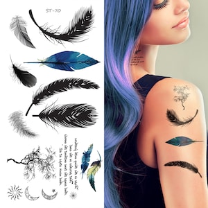 Supperb® Temporary Tattoos - Feather & Typographic