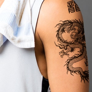 Supperb® Temporary Tattoos - Black & White Dragon (ST-47)