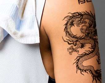 Supperb Temporary Tattoos Black White Dragon St 47 Etsy Uk Supperb Temporary Tattoos Black White Dragon St 47 Etsy Uk