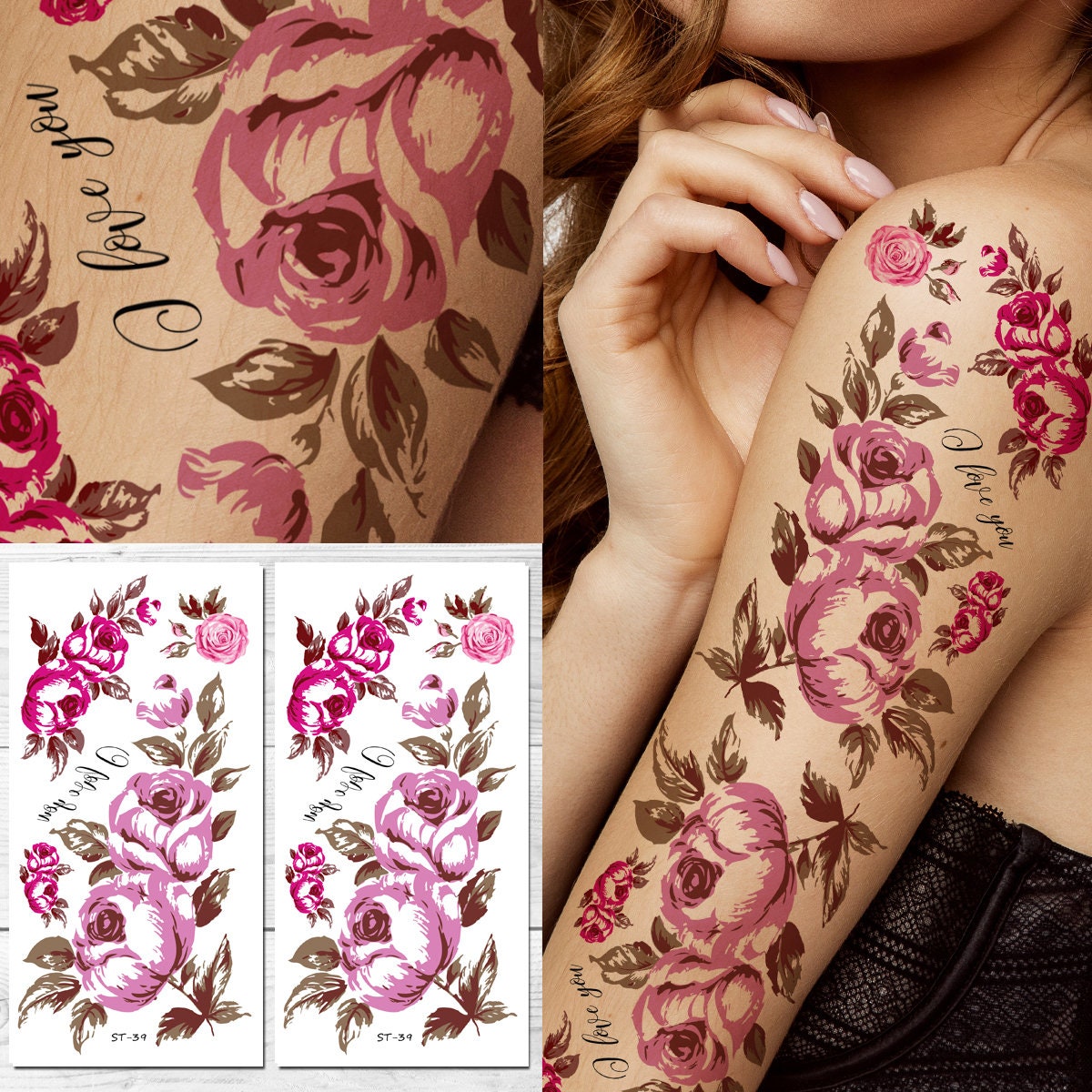 Elegant Rose Transformation Tattoo