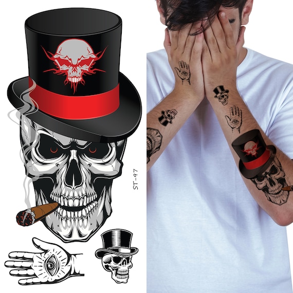 Supperb® タトゥーシール - ハロウィン タトゥー マジシャン スカル