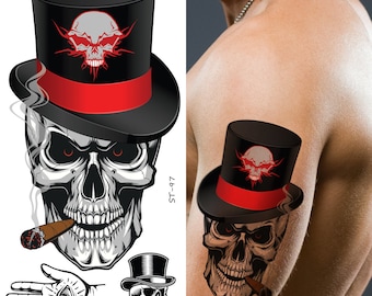 Supperb® Temporary Tattoos - Skull Magician Halloween Tattoo