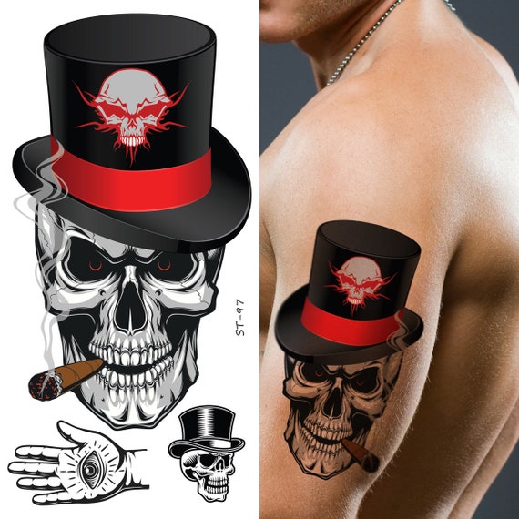 Halloween Tattoo Deals 2022 Supperb Temporary Tattoos Skull Magician Halloween Tattoo Etsy India