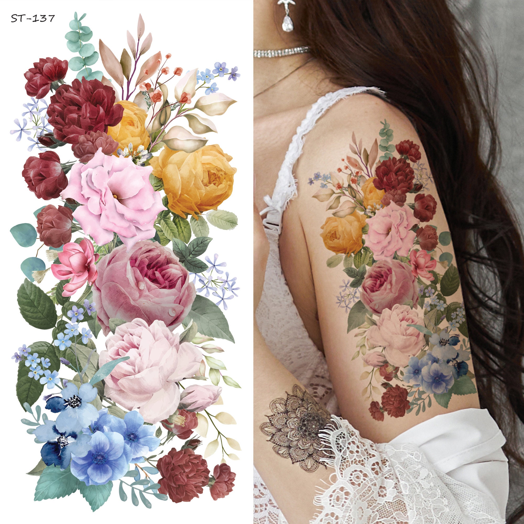 Supperb Temporary Tattoos Hand Drawn Colorful Watercolor - Etsy Singapore