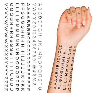 Supperb® Temporary Tattoos - Hand Lettering Tattoos,  Alphabet Letter Tattoos Finger Tattoos Typographic Personalized Temporary Tattoo