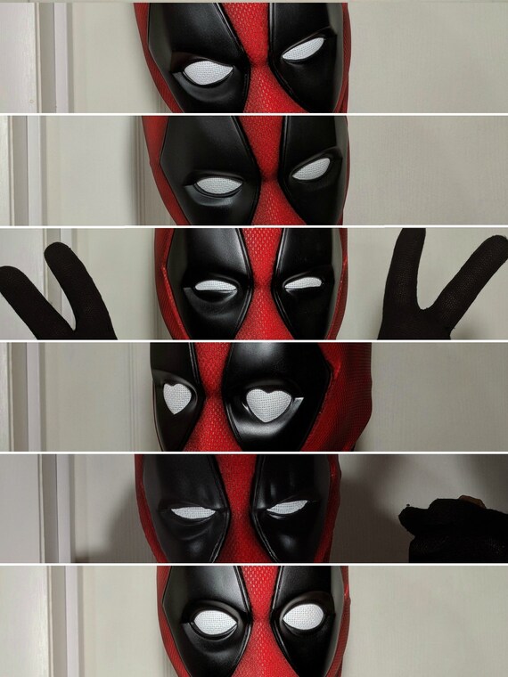 DEADPOOL mask V2 with magnetic facial EXPRESSIONS textured | Etsy