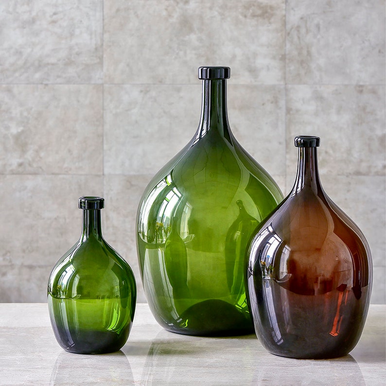 Recycled Glass Jug Vaseamber Jar Glass Vase Hololulu Brown Etsy