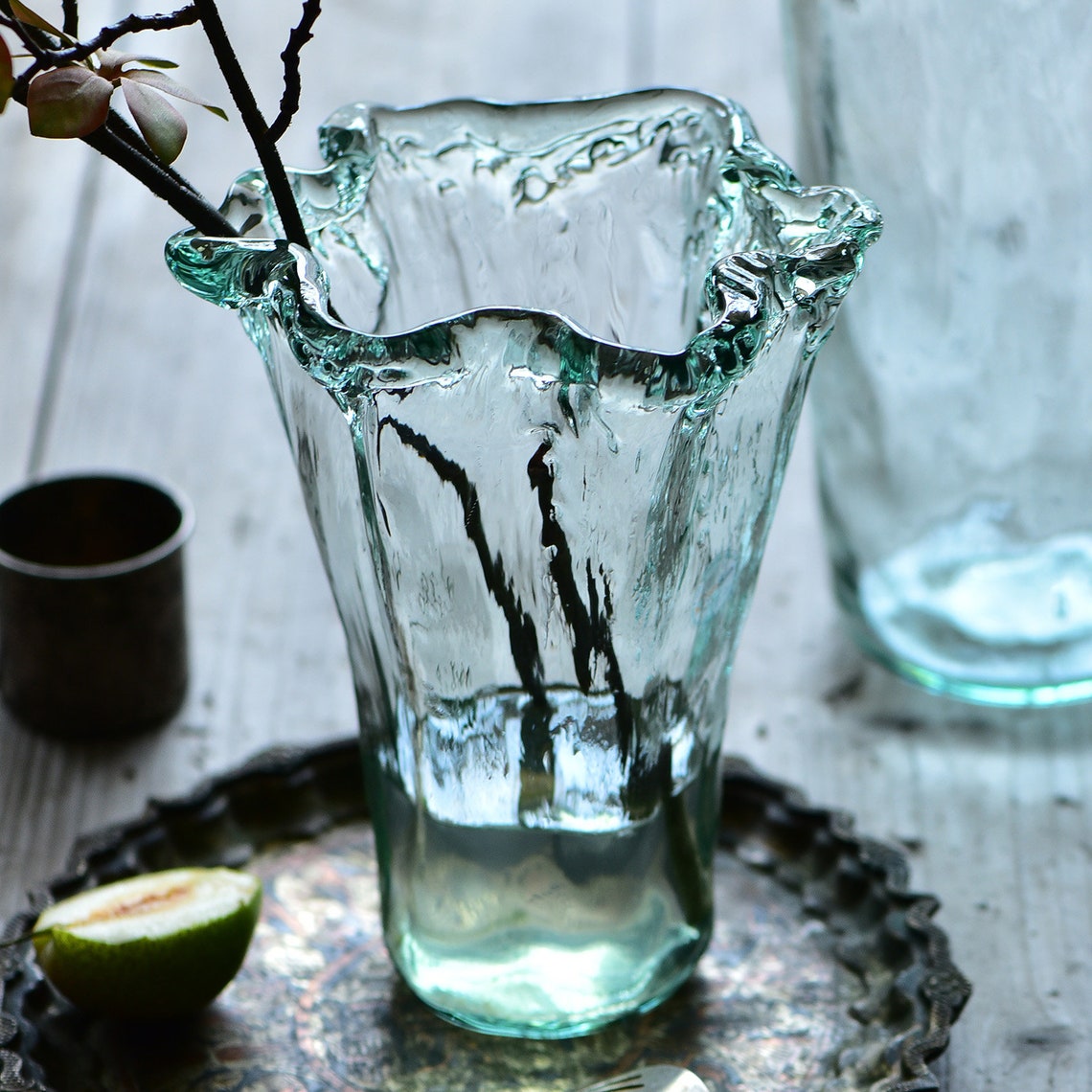 Light Green Glass Vase Recycled Eco Glass Handmade Mouth Blown Etsy