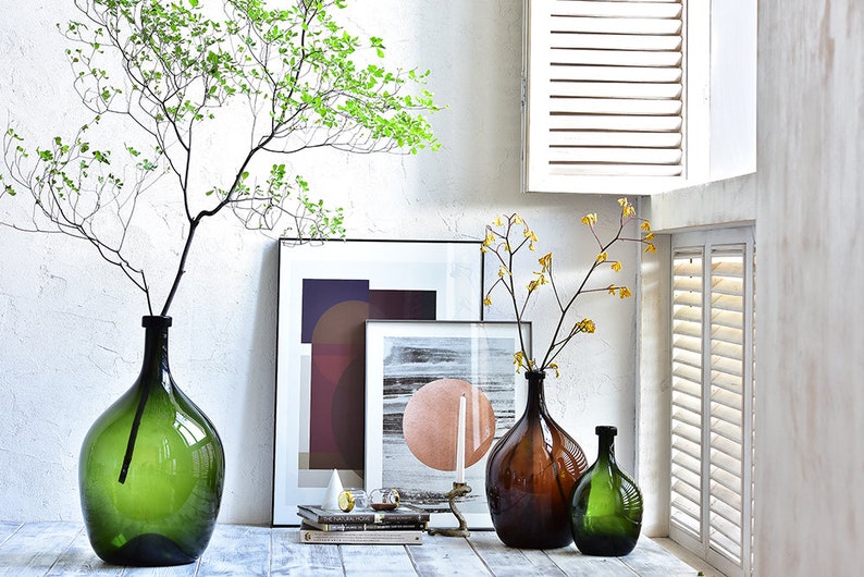 Recycled Glass Jug Vaseamber Jar Glass Vase Hololulu Brown Etsy