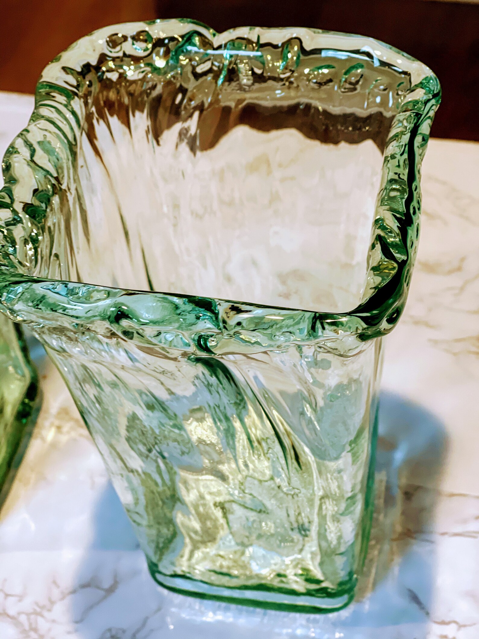 Light Green Recycled Glass Vase Eco Flower Vase Handmade Etsy