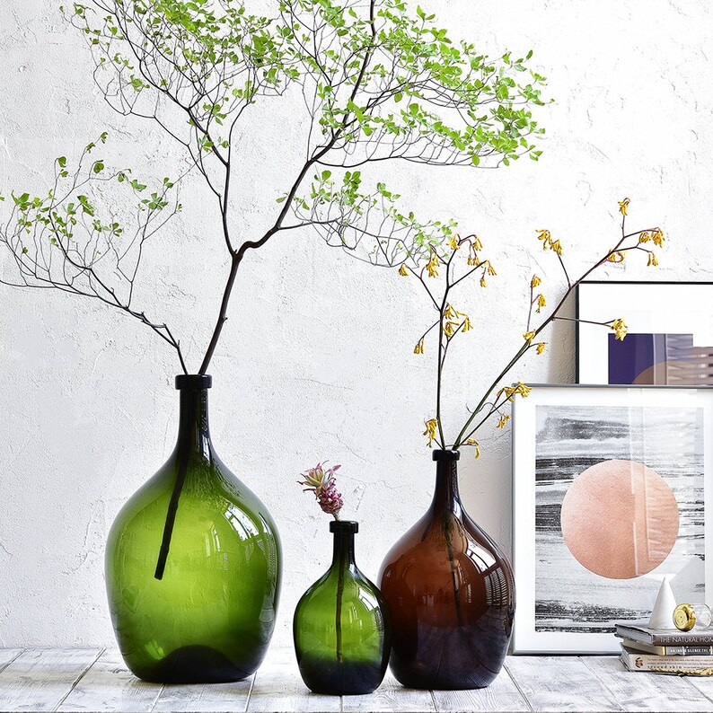 Recycled Glass Jug Vaseamber Jar Glass Vase Hololulu Brown Etsy