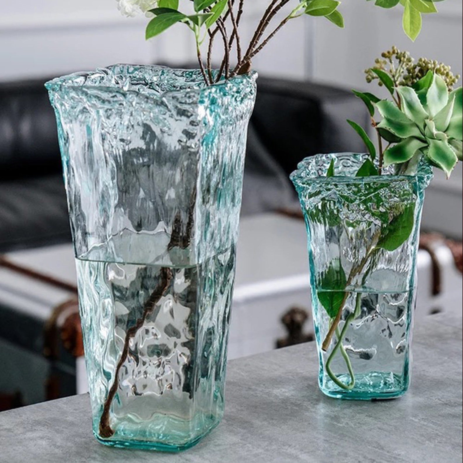 Light Green Recycled Glass Vase Eco Flower Vase Handmade - Etsy