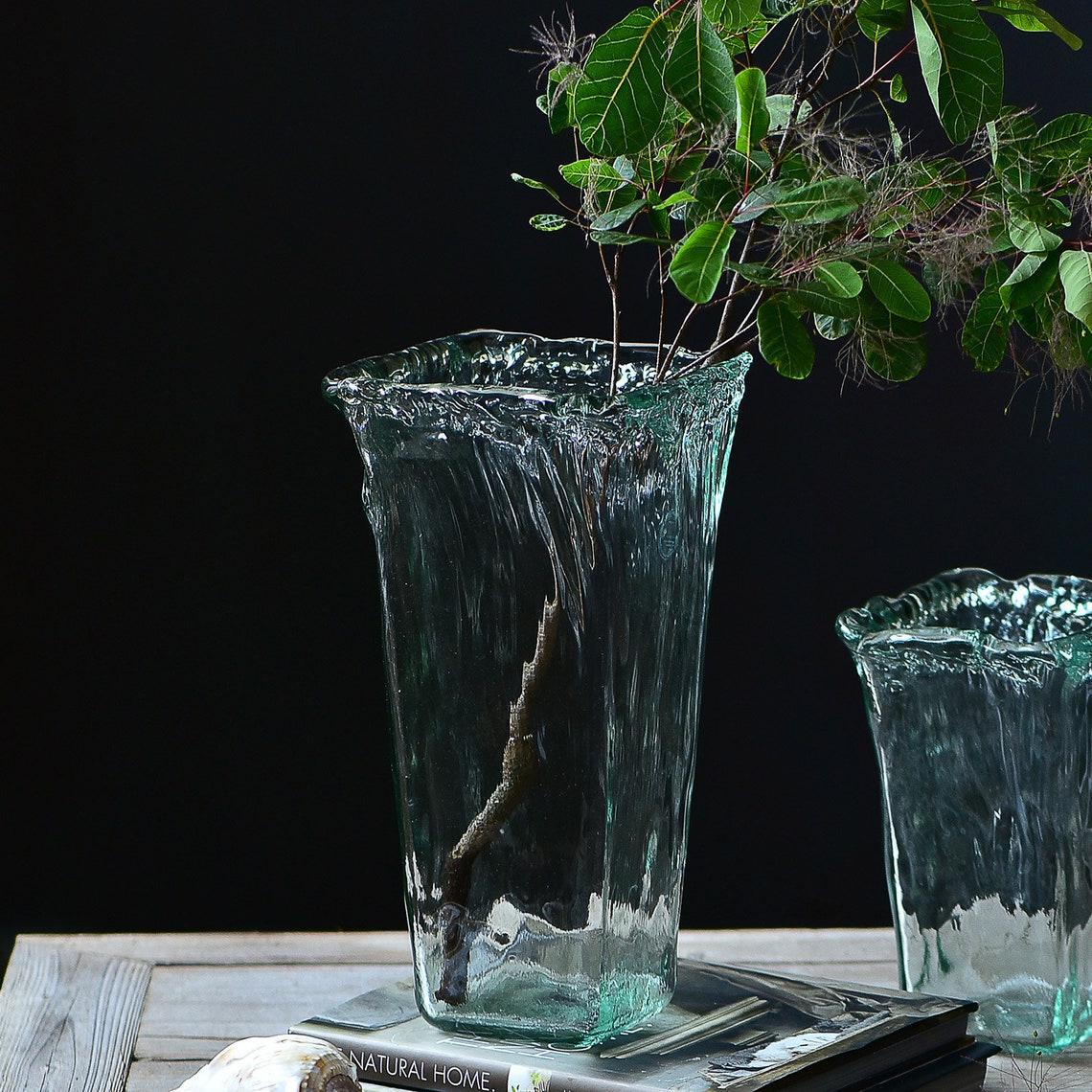 Light Green recycled Glass Vase Eco flower vase Handmade Etsy