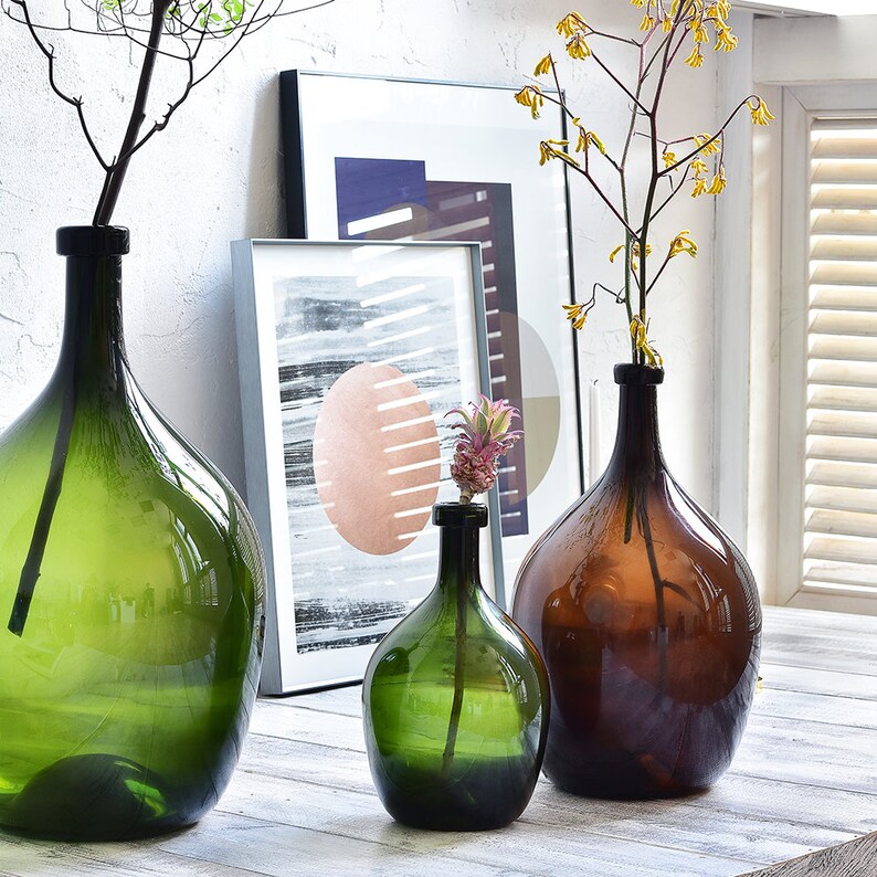 Recycled Glass Jug Vaseamber Jar Glass Vase Hololulu Brown Etsy