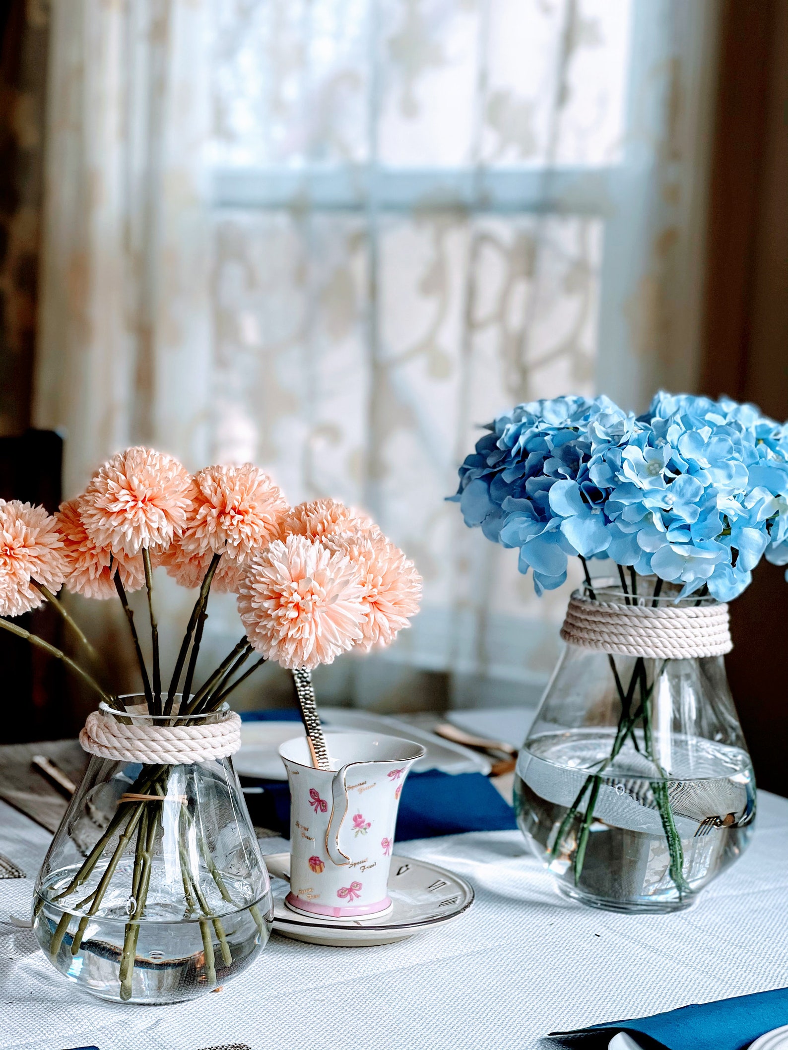 Clear Round Rope Glass Vase Flower Vase With Hemp Rope Etsy