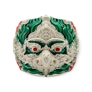 Thai amulet ring Phaya Krut Garuda Sethtee Kongkraphan Lp Boonma Size 58 to 60 adjustable Bring Wealth Lucky Protection Powerful