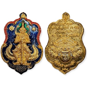 Thai amulet rian metal Taowesuwan Lp Thong Wat Banrai Longya Blue Color for Protection Wealth Fetching Lucky Charm Pendant