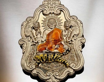 Thai Amulett 11 Tigers Jaosur Sanlann Lp Phat Wat Huayduan Schutzzauber Glücksanhänger wasserdichtes Gehäuse Echter authentischer Talisman