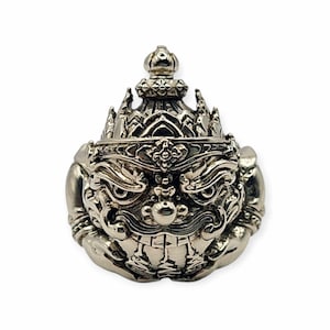 Anillo amuleto tailandés Phra Rahu Om Moon, edición Srang Horchan de Potan Kloy Anomo. Atrae la fe en la caída, protege y es un colgante de la suerte.