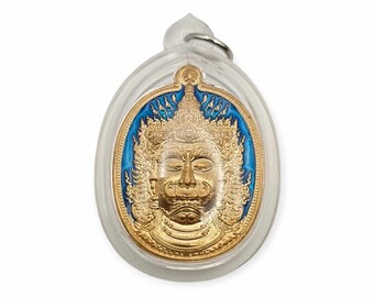 Thai anulet Taowesuwan Thep Sethtee back with Phra Rau Wealth Protection Lucky Charm Pendant Genuine Holy Blessed Lp Phat