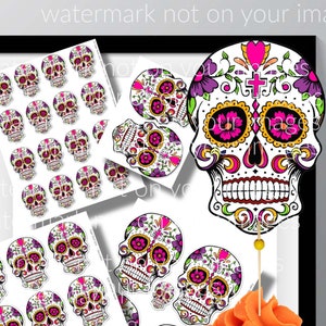 Girly SUGAR SKULL Printable Set Cupcake Toppers, Centerpiece, Food Toppers, Stickers, Junk Journal Scrapbook & Decorations Digital Download