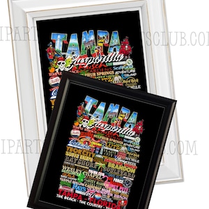 TAMPA City Subway Art Print Everything about Tampa Original Design Typography Subway Art great Souvenir Printable Download ready to frame