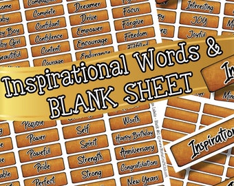A-Z 192 INSPIRATIONAL WORD LABELS Tags Junk Journal Scrapbook Crafts Printable Pages & a Blank diy Page to make your own Instant Download