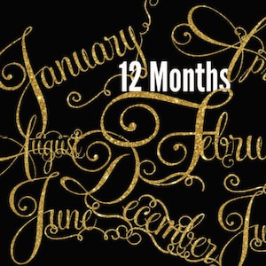 Glitter Gold Months January February March April May June July August September October November December Beautiful Clip art for Calendars