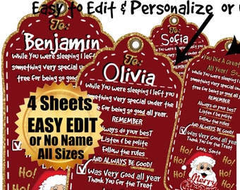 FROM SANTA TAGS Easy to personalize for Christmas Huge & all sizes or No Name Version "Good Boy or Girl" collage sheets digital printables