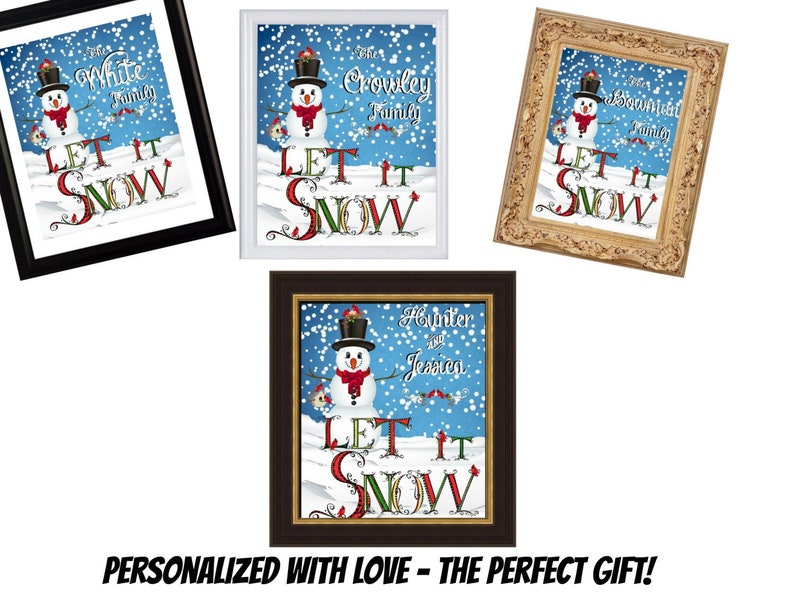 Instant Download Ready To Frame! PERSONALIZED SNOWMAN Christmas Print Perfect Gift
